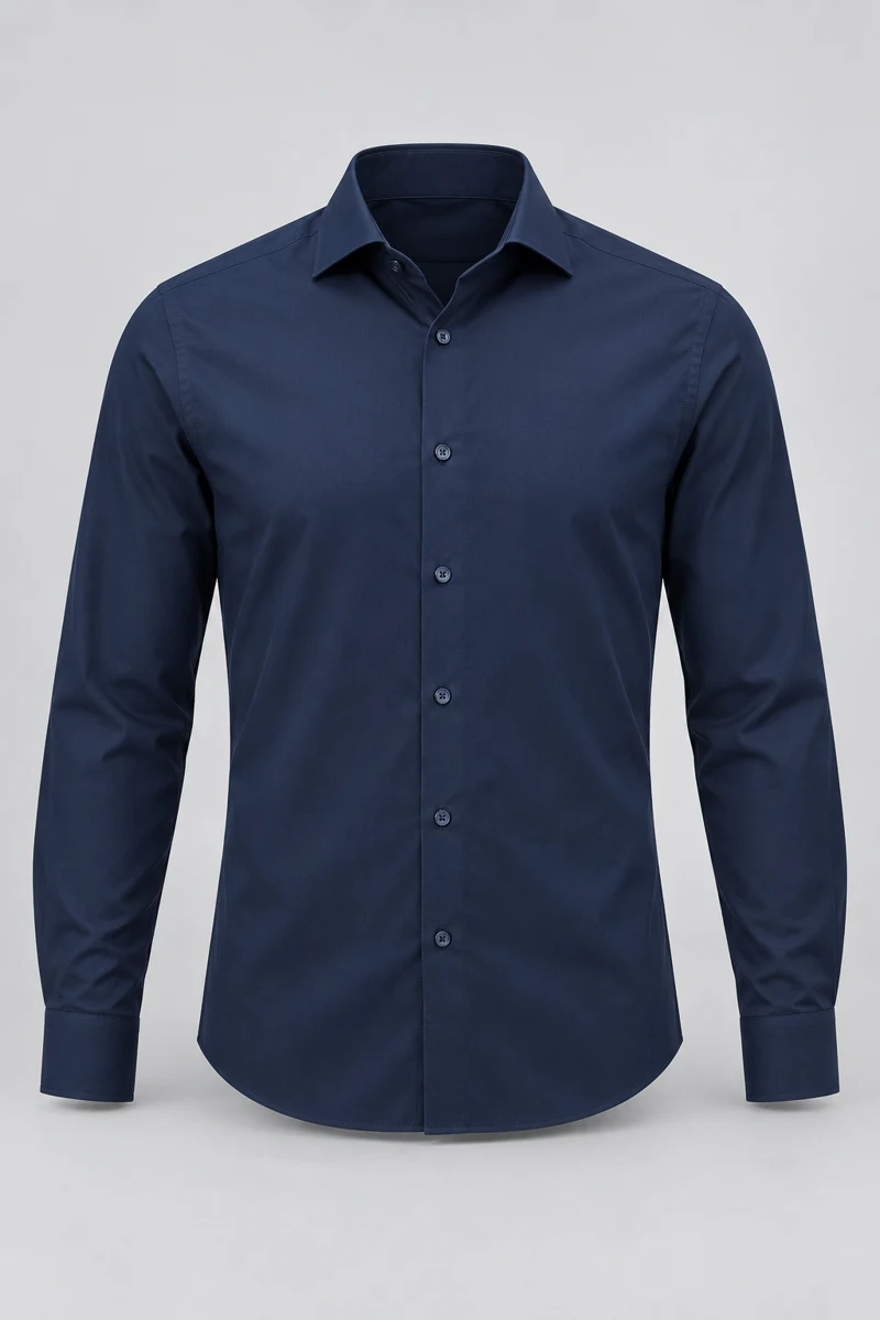 Boardroom Navy Poplin Shirt, Navy, front view