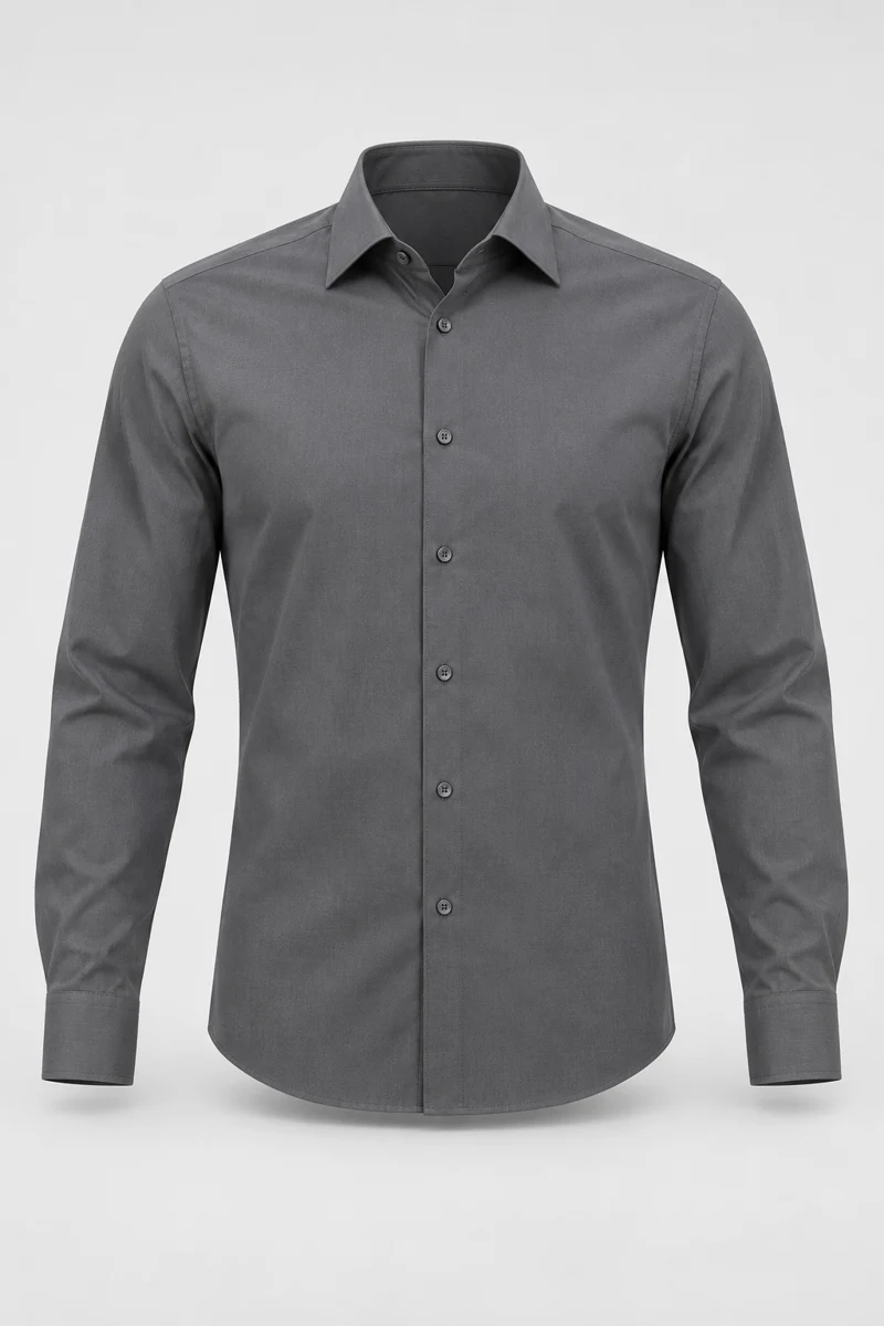 Graphite Grey Poplin Shirt, Graphite Grey, front view