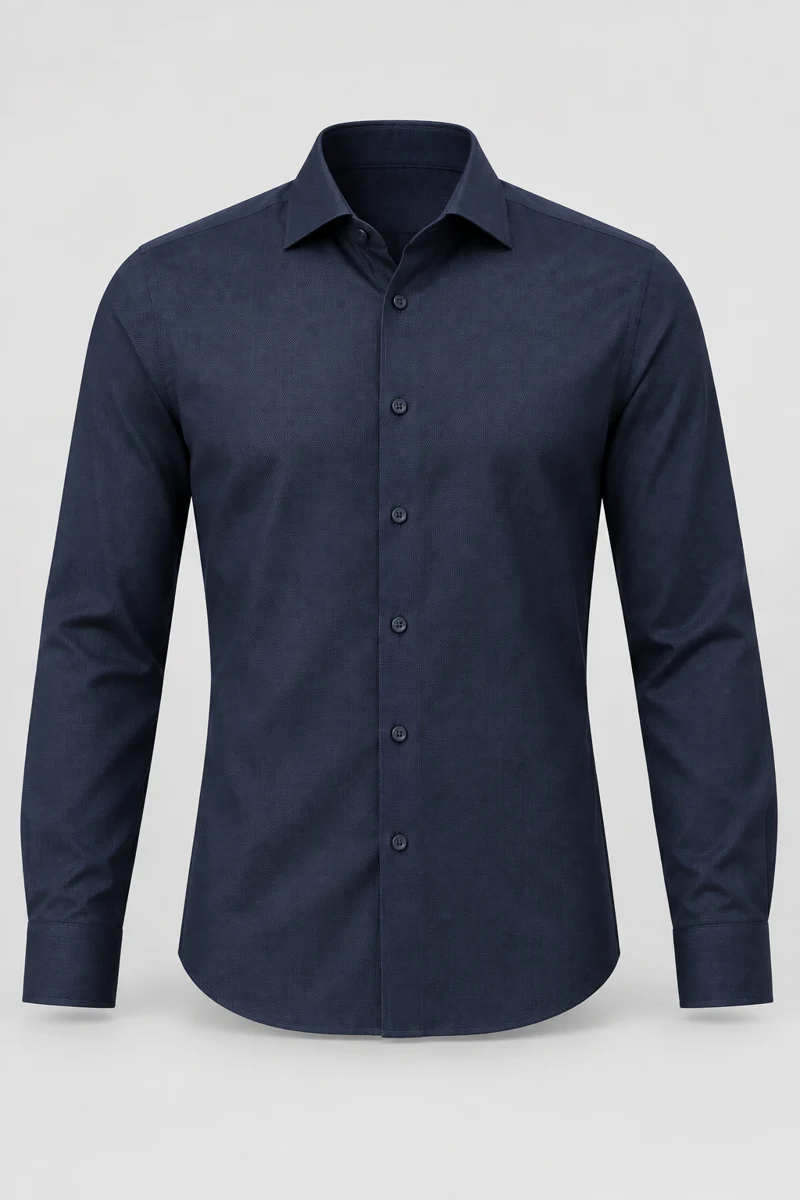 Midnight Dobby Shirt, Dark Navy, front view