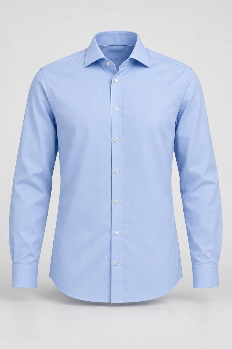 Skyline Blue Poplin Shirt, Pale Blue, front view